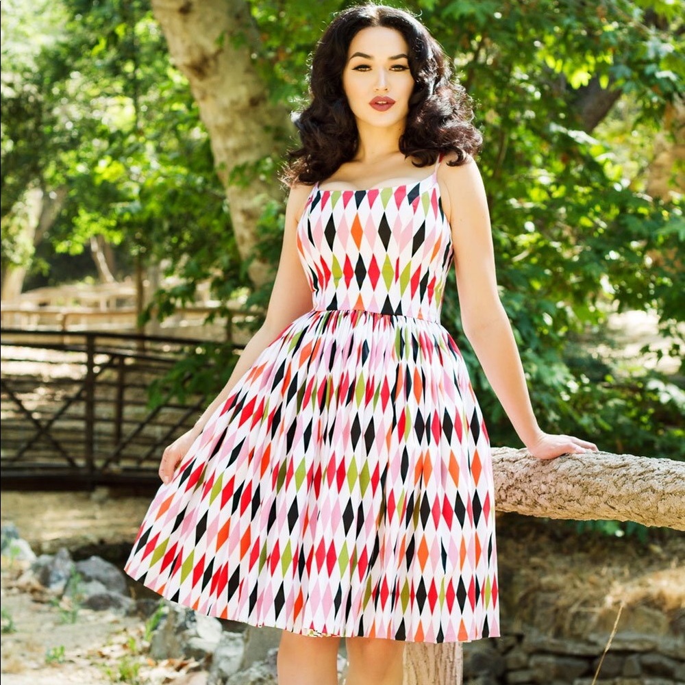 Pinup Couture 1950s Harlequin Print Jenny